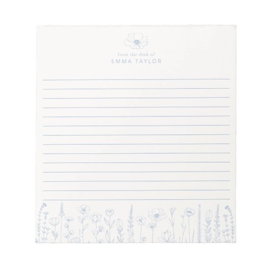 Bloc-note Personalized Wildflower Dusty Blue Desk Notepad (Devant)