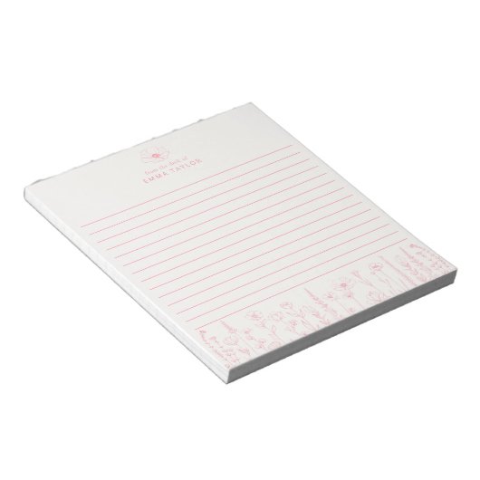 Bloc-note Personalized Wildflower Floral Desk Notepad (Incliné)