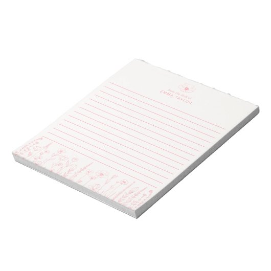 Bloc-note Personalized Wildflower Floral Desk Notepad (Tourné)