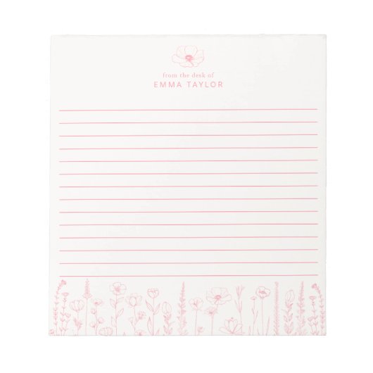 Bloc-note Personalized Wildflower Floral Desk Notepad (Devant)