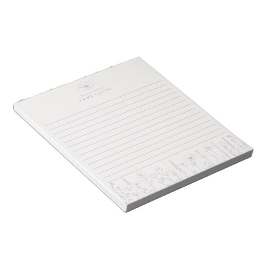 Bloc-note Personalized Wildflower Lavender Desk Notepad (Incliné)