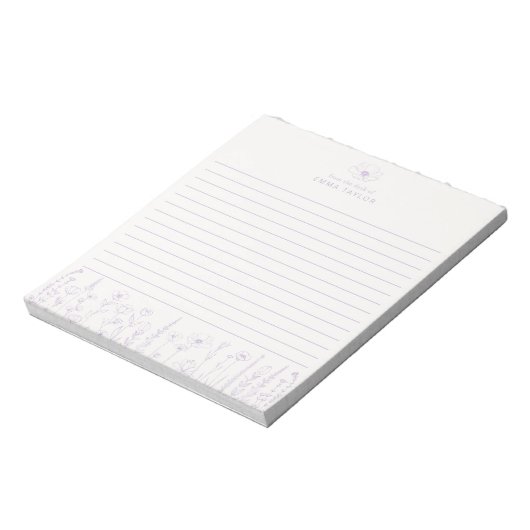 Bloc-note Personalized Wildflower Lavender Desk Notepad (Tourné)