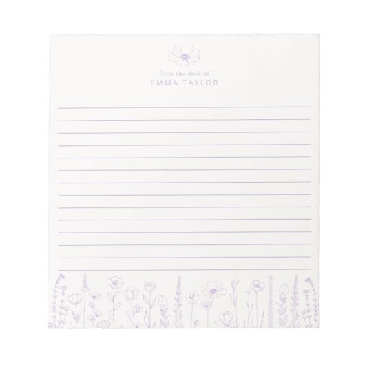 Bloc-note Personalized Wildflower Lavender Desk Notepad (Devant)