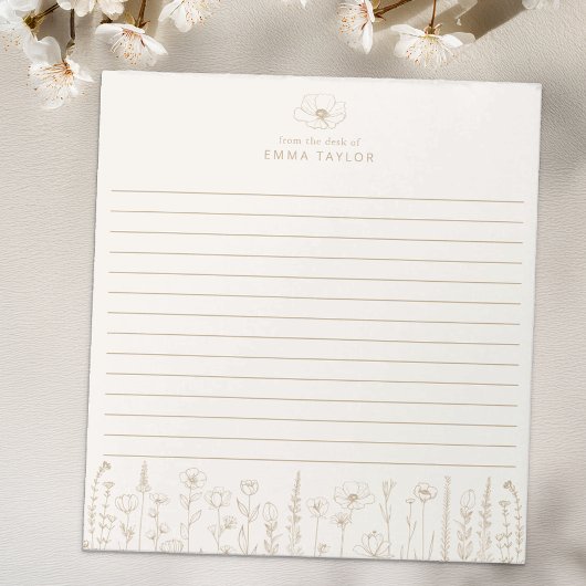 Bloc-note Personalized Wildflower Taupe Desk Notepad