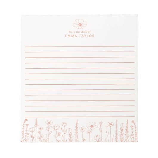 Bloc-note Personalized Wildflower Terracotta Desk Notepad (Devant)