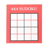 Bloc-note Personnalisable 4 par 4 Modèle Sudoku Rouge (Devant)
