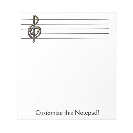Bloc-note Personnalisable personnel de musique Treble Clef (Devant)