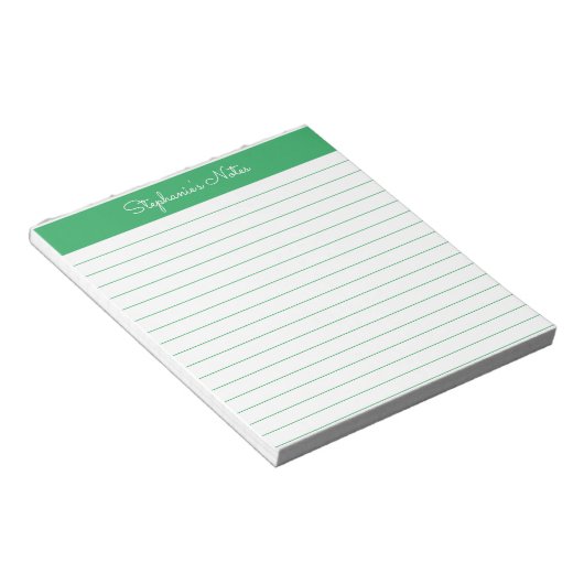 Bloc-note Personnalisé à simple trait vert (Incliné)