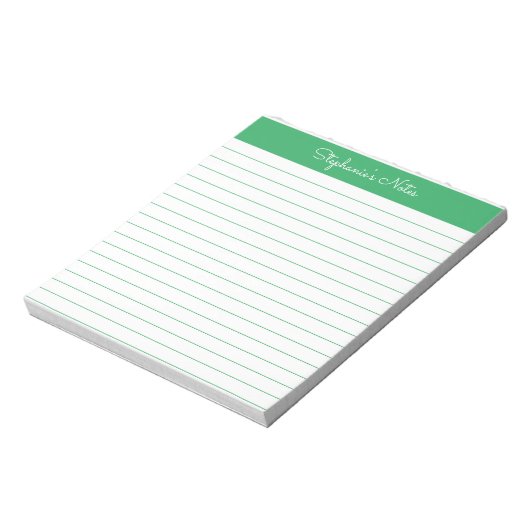 Bloc-note Personnalisé à simple trait vert (Tourné)