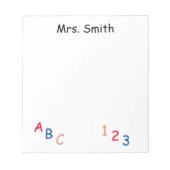 Bloc-note PERSONNALISÉ ABC 123 Notes postales (Devant)