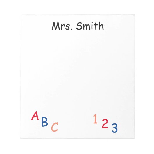 Bloc-note PERSONNALISÉ ABC 123 Notes postales (Devant)