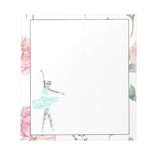 Bloc-note Personnalisé Ballerina Jadeyn | Bordure Rose aquar (Devant)