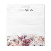 Bloc-note Personnalisé Boho Rustique Floral Enseignant (Devant)