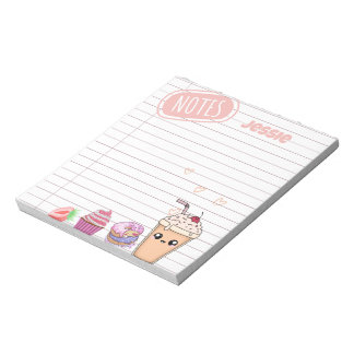 Bloc-note Personnalisé Cute Fun Kawaii Foodies papier ligne