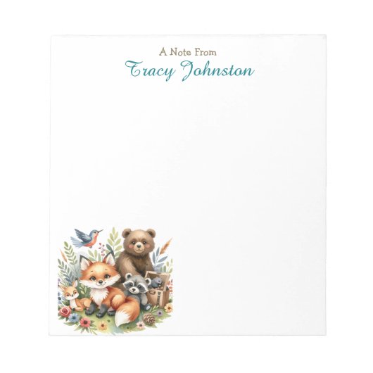 Bloc-note Personnalisé depuis le bureau de | Ours et renard (Devant)