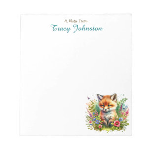 Bloc-note Personnalisé depuis le bureau de   Renard en fleur