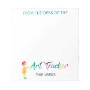 Bloc-note Personnalisé Du Bureau de l'enseignant d'art color