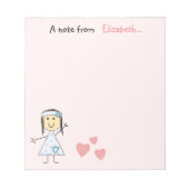 Bloc-note Personnalisé Enfants petit bâton fille rose (Devant)