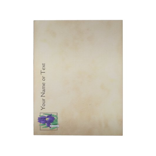 Bloc-note Personnalisé I pour Irises Flower Monogramme (Tourné)