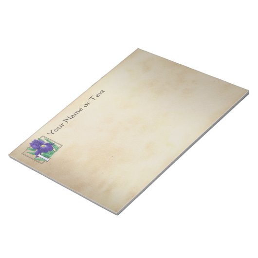 Bloc-note Personnalisé I pour Irises Flower Monogramme (Incliné)