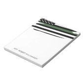 Bloc-note Personnalisé Ligne verte mince Militaire (Tourné)