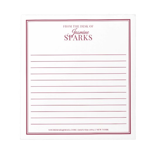 Bloc-note Personnalisé Moderne à partir du bureau du nom Lin (Devant)