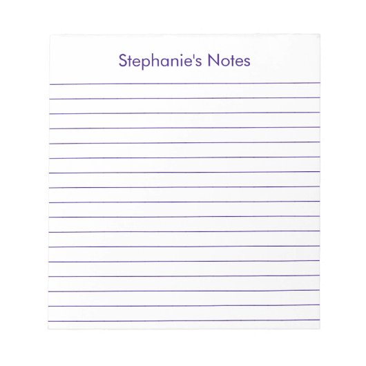 Bloc-note Personnalisé moderne avec ligne violet (Devant)