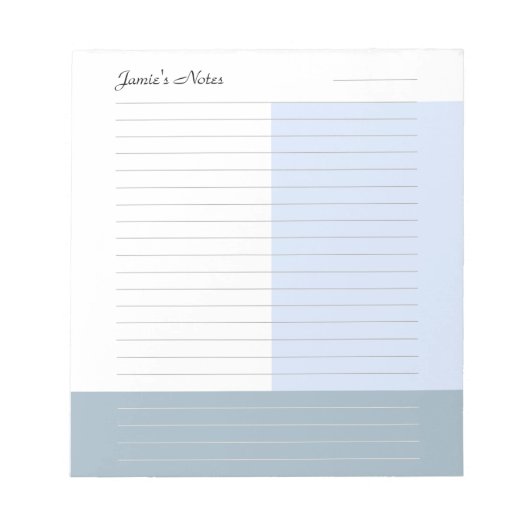 Bloc-note Personnalisé Moderne Bleu Acier Gris Doublé (Devant)