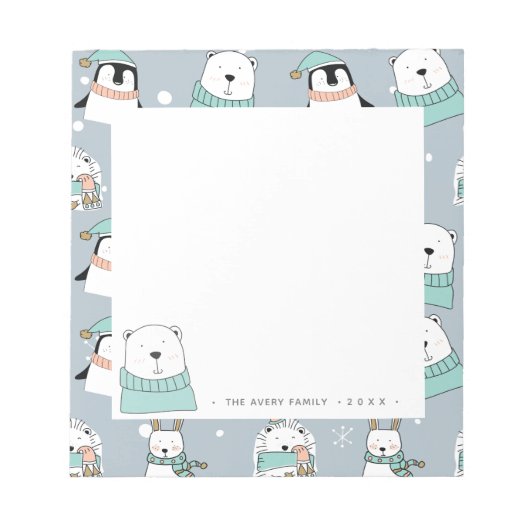 Bloc-note Personnalisé Moderne Noël Animaux mignons (Devant)