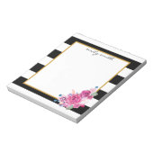Bloc-note Personnalisé Moderne Noir & Blanc Bande Florale (Tourné)
