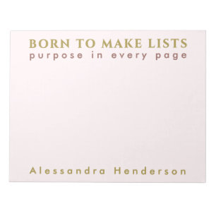 Bloc-note Personnalisé Nom Fun List Lover Minimaliste Pastel