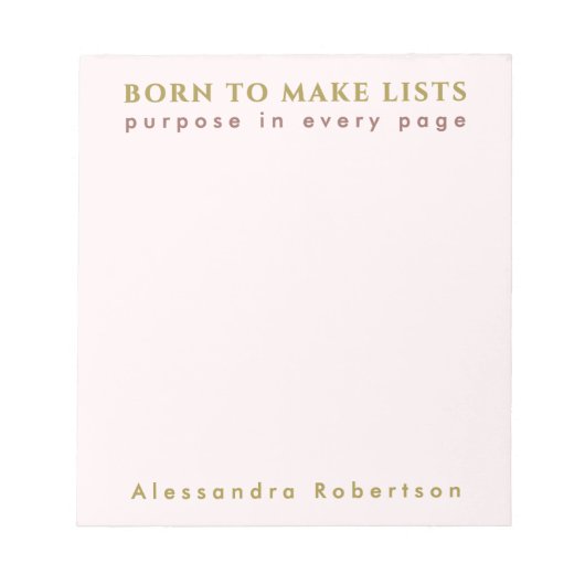 Bloc-note Personnalisé Nom Fun List Lover Pastel Pink Minima (Devant)