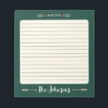 Bloc-note Personnalisé Rustic Christmas Camping Lac<br><div class="desc">Un décor de Noël rustique dessiné à la main avec des illustrations douillettes et mignonnes du camping et de la vie du lac. Les couleurs de Noël sont le vert, le rouge et le blanc, ainsi que le turquoise foncé et le vert menthe. Cet ornement peut être personnalisé avec des...</div>