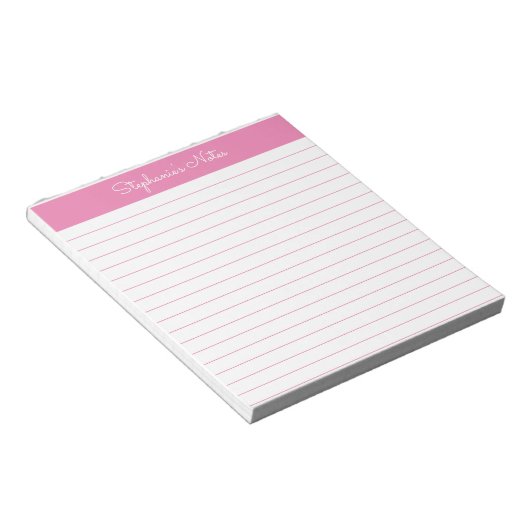Bloc-note Personnalisé simple à trait rose (Incliné)