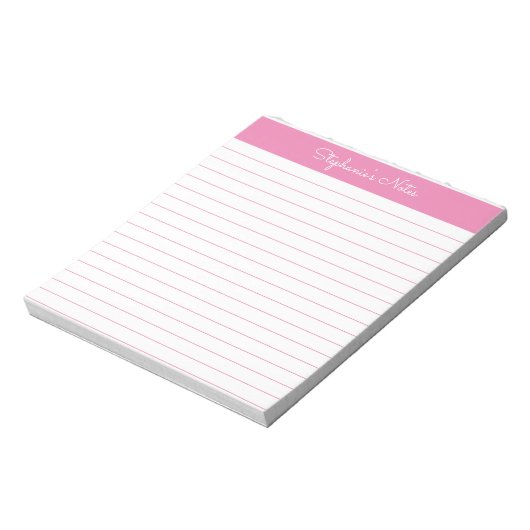 Bloc-note Personnalisé simple à trait rose (Tourné)