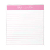 Bloc-note Personnalisé simple à trait rose (Devant)