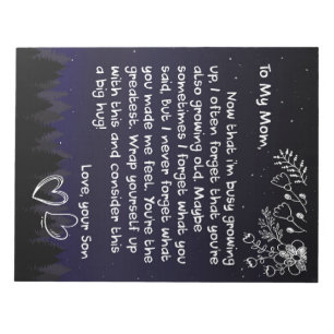 Bloc-note Personnalisée À Ma Mère Lettre D'Amour Du Fils