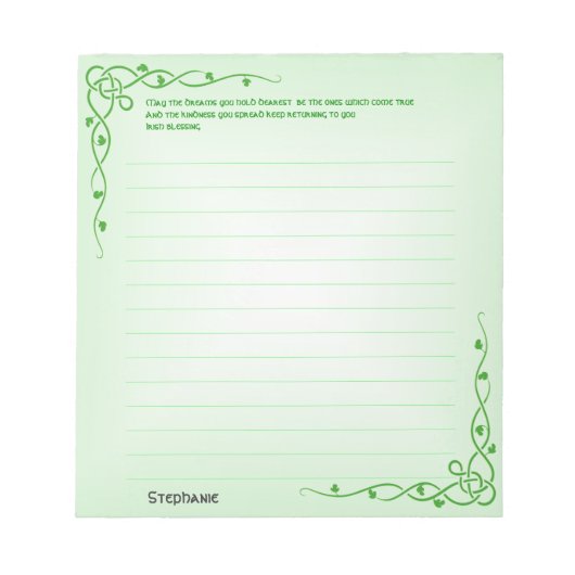 Bloc-note Personnaliser : Irish Blessing (#1) Tresses celtiq (Devant)