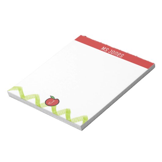 Bloc-note Personnaliser le nom Monogram Apple Teacher Bloc-n (Tourné)