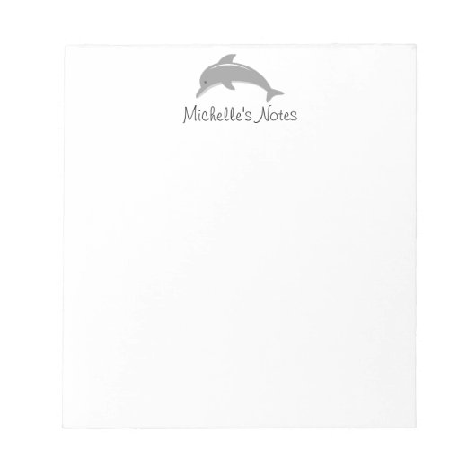 Bloc-note Personnalized grey dolphin animal design notepad (Devant)