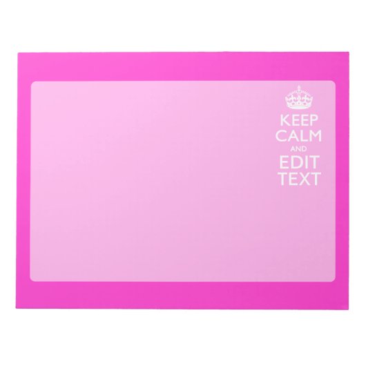 Bloc-note Personnalized Keep Calm And Your Text Pink Decor (Devant)