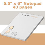 Bloc-note Personnalized Kids little stick girl peach<br><div class="desc">Personalize this notepad for a little girl,  wither name. Designed in gray with little girl stick dressed in peach polka dots,  with hearts.</div>