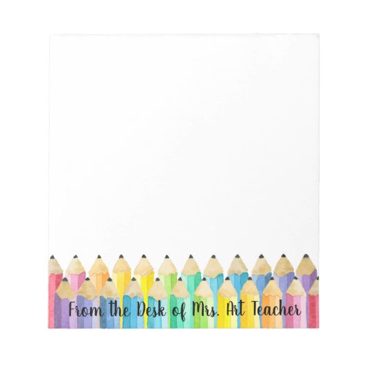 Bloc-note Personnalized Watercolor Pencil Art Teacher Notepa (Devant)
