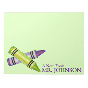 Bloc-note Personnelle Purple Green Crayon Enseignant