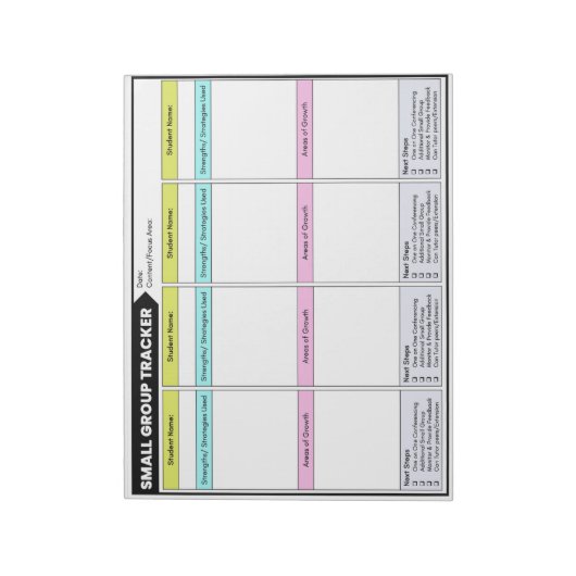Bloc-note Petit groupe Tracker Student Observations Enseigna (Tourné)