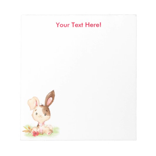 Bloc-note Petit lapin aquarelle rouge (Devant)