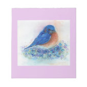 Bloc-note Petit oiseau bleu oriental avec fleurs de Renee (Devant)