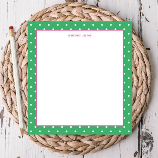 Bloc-note Petite Dots Rose et Vert Personnalisé