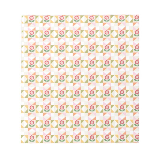 Bloc-note Petite fleur rouge bloc de patchwork (Devant)