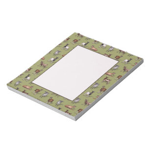 Bloc-note Petites chèvres en vert - Motif de troupeau de chè